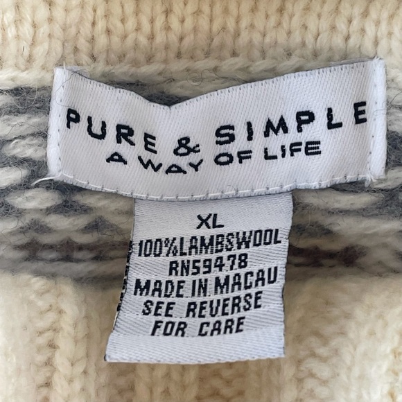 PURE & SIMPLE NORDIC FAIR ISLE CHUNKY KNIT LAMBSWOOL CREAM TURTLENECK SWEATER - Picture 11 of 14